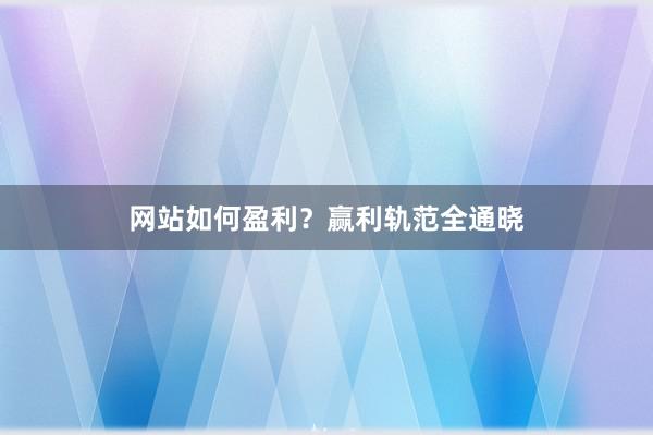 网站如何盈利？赢利轨范全通晓